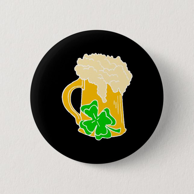 Irisches Bier und Kleeblatt Button (Vorderseite)