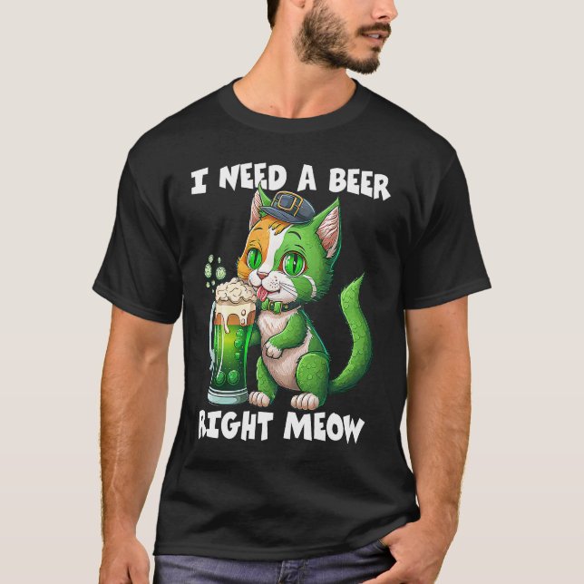 IRISCHES BIERKATZE ST. PATRICKSTAG TRINKENDE KATZE T-Shirt (Vorderseite)