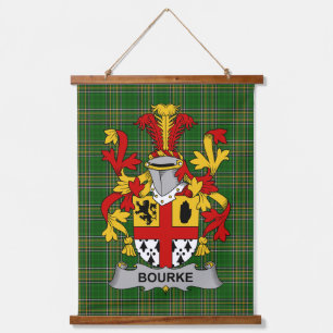 Irisches Bourke-Wappen Familienwappen Wandteppich Mit Holzrahmen