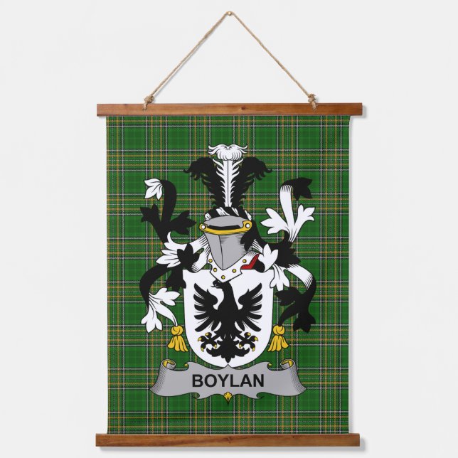 Irisches Boylan oder O_Boylan Wappen Familienwappe Wandteppich Mit Holzrahmen (Vorderseite)