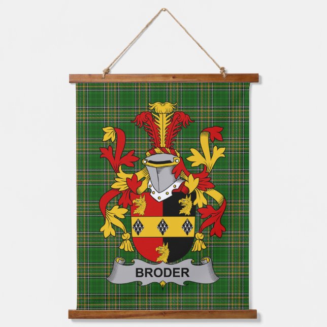 Irisches Broder oder O_Broder Wappen Familienwappe Wandteppich Mit Holzrahmen (Vorderseite)