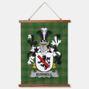 Irisches Burnell-Wappen Familienwappen Wandteppich Mit Holzrahmen