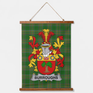 Irisches Burroughs Wappen Familienwappen Wandteppich Mit Holzrahmen