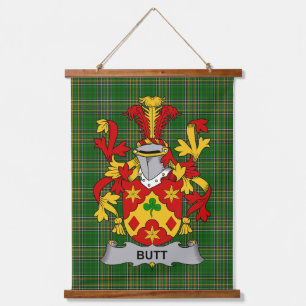 Irisches Butt-Wappen Familienwappen Wandteppich Mit Holzrahmen