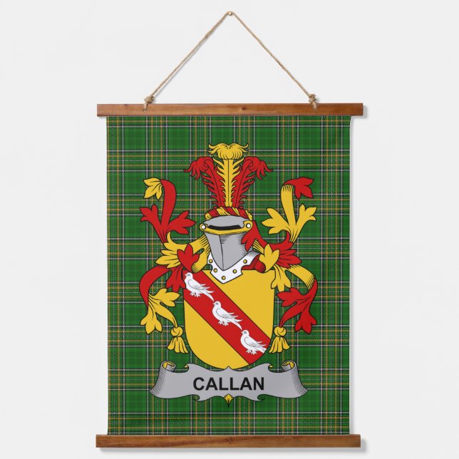 Irisches Callan oder O_Callan Wappen Familienwappe Wandteppich Mit Holzrahmen (Vorderseite)