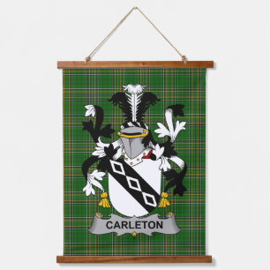 Irisches Carleton-Wappen Familienwappen Wandteppich Mit Holzrahmen