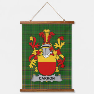 Irisches Carron-Wappen Familienwappen Wandteppich Mit Holzrahmen