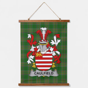Irisches Caulfield oder Gaffney Wappen Familienwap Wandteppich Mit Holzrahmen
