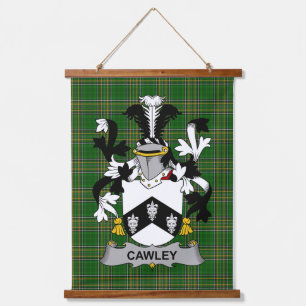 Irisches Cawley oder Cauley Wappen Familienwappen Wandteppich Mit Holzrahmen
