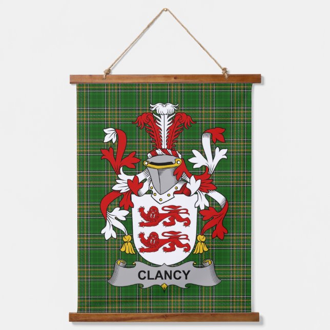Irisches Clancy oder McClancy Wappen Familienwappe Wandteppich Mit Holzrahmen (Vorderseite)