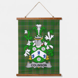 Irisches Colinson Wappen Familienwappen Wandteppich Mit Holzrahmen