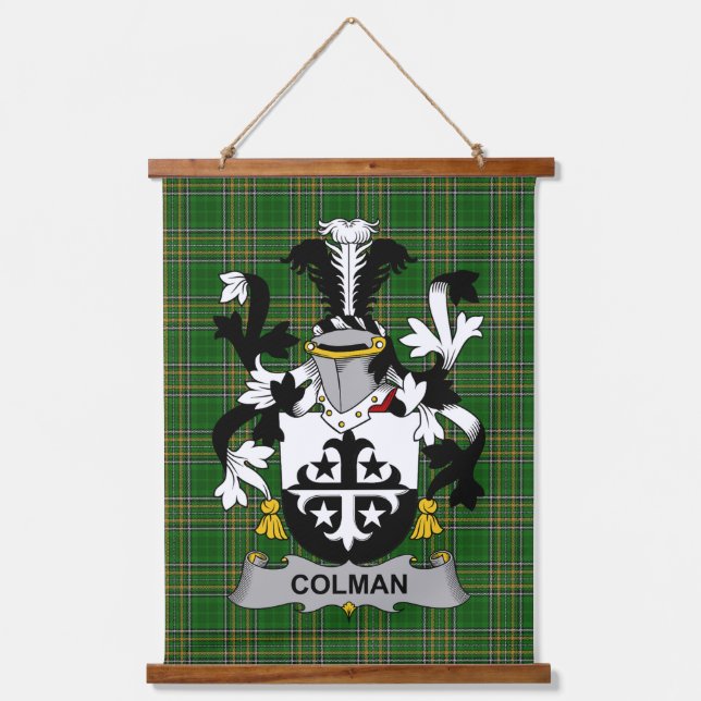 Irisches Colman oder McColman Wappen Familienwappe Wandteppich Mit Holzrahmen (Vorderseite)