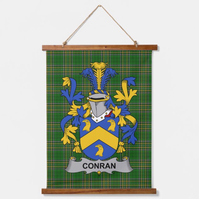 Irisches Conran oder O_Condron Wappen Familienwapp Wandteppich Mit Holzrahmen (Vorderseite)
