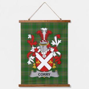 Irisches Corry oder O_Corry Wappen Familienwappen Wandteppich Mit Holzrahmen