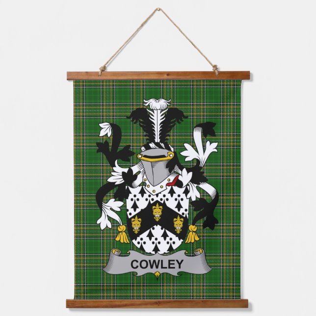 Irisches Cowley- oder Cooley-Wappen Familienwappen Wandteppich Mit Holzrahmen (Vorderseite)