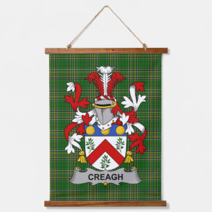 Irisches Creagh-Wappen Familienwappen Wandteppich Mit Holzrahmen