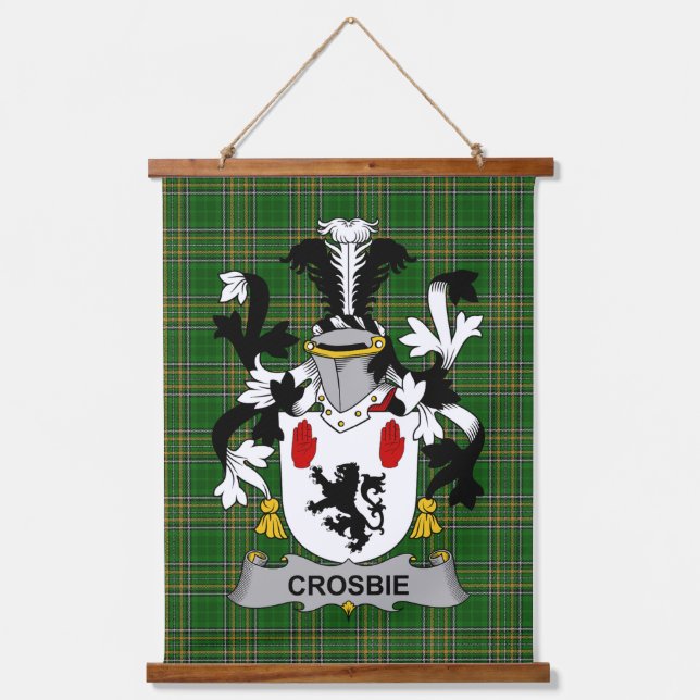 Irisches Crosbie oder McCrossan Wappen Familienwap Wandteppich Mit Holzrahmen (Vorderseite)