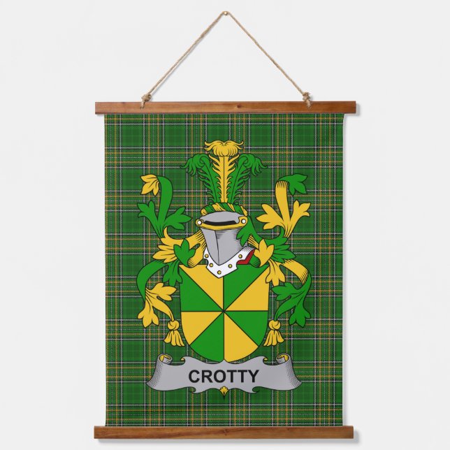 Irisches Crotty oder O_Crotty Wappen Familienwappe Wandteppich Mit Holzrahmen (Vorderseite)