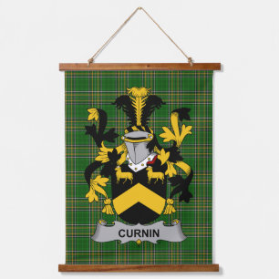 Irisches Curnin oder O_Curneen Wappen Familienwapp Wandteppich Mit Holzrahmen