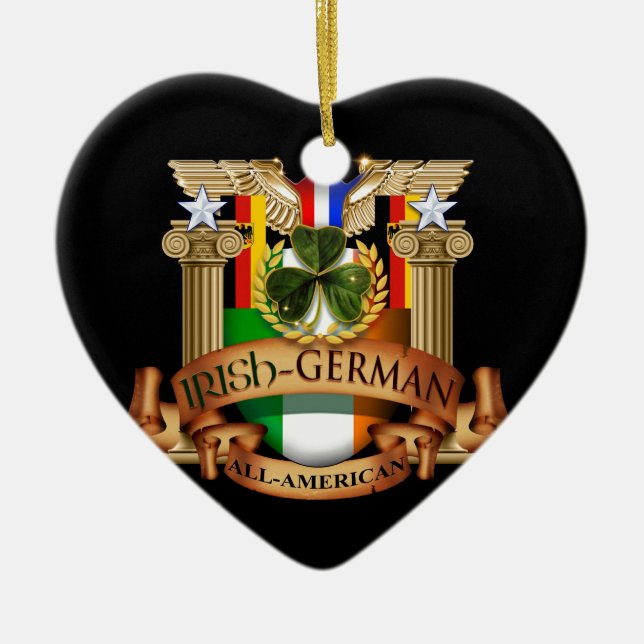 Irisches deutsches All-Amerikanisches Keramik Ornament (Vorne)