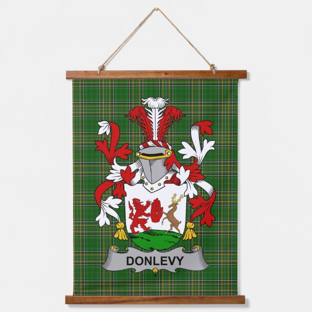 Irisches Donlevy oder O_Donlevy Wappen Familienwap Wandteppich Mit Holzrahmen (Vorderseite)