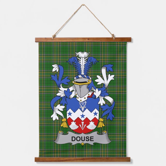 Irisches Douse oder Dowse Wappen Familienwappen Wandteppich Mit Holzrahmen (Vorderseite)