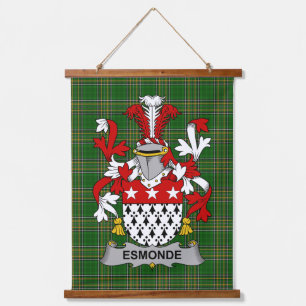 Irisches Esmonde Wappen Familienwappen Wandteppich Mit Holzrahmen