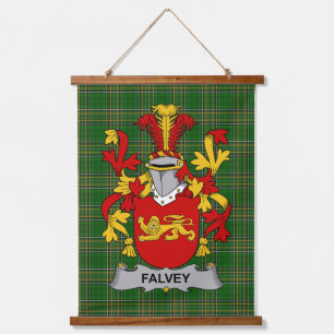 Irisches Falvey oder O_Falvey Wappen Familienwappe Wandteppich Mit Holzrahmen