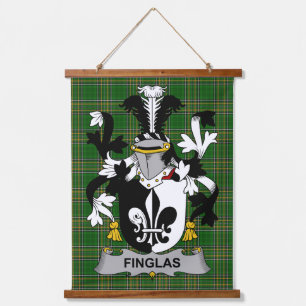 Irisches Finglas-Wappen Familienwappen Wandteppich Mit Holzrahmen