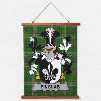Irisches Finglas-Wappen Familienwappen Wandteppich Mit Holzrahmen