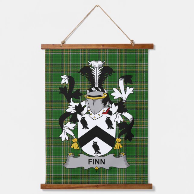 Irisches Finn oder O_Finn Wappen Familienwappen Wandteppich Mit Holzrahmen (Vorderseite)