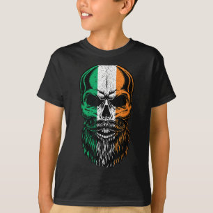 Irisches Flagge Bärtiger Totenkopf Saint Patrick's T-Shirt