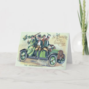 Irisches Flagge Shillelagh Grüner Wagen Kleeblatt Karte
