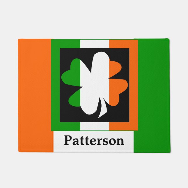 Irisches Flaggen-Kleeblatt-Quadrat personalisiert Fußmatte (Vorderseite)