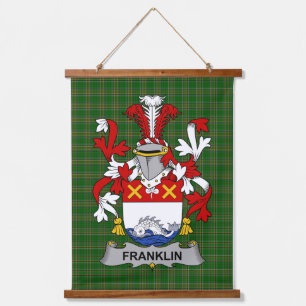 Irisches Franklin-Wappen Familienwappen Wandteppich Mit Holzrahmen