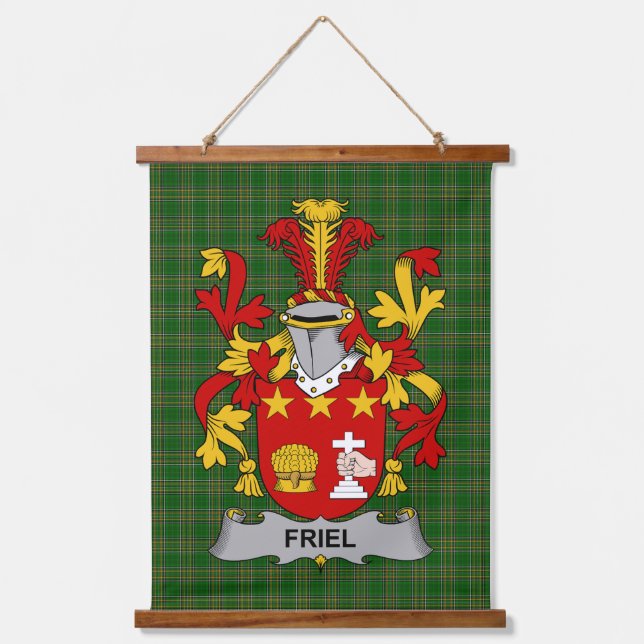 Irisches Friel oder O_Friel Wappen Familienwappen Wandteppich Mit Holzrahmen (Vorderseite)