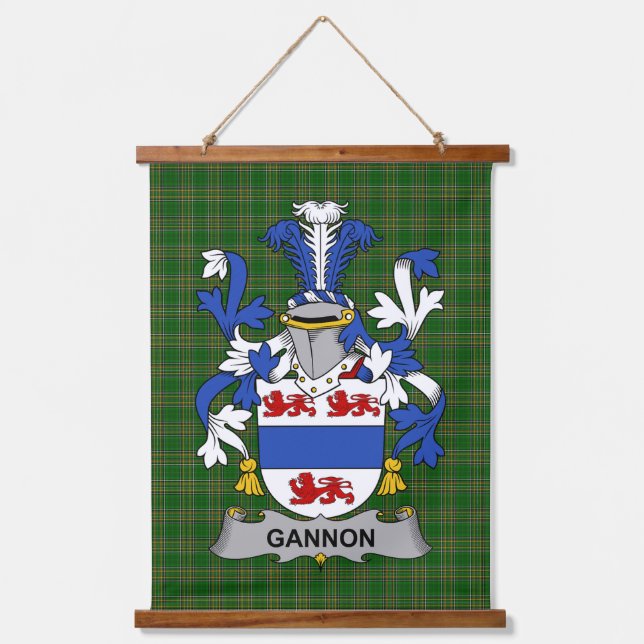 Irisches Gannon oder McGannon Wappen Familienwappe Wandteppich Mit Holzrahmen (Vorderseite)