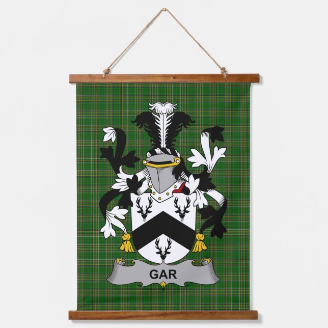 Irisches Gar oder Garr Wappen Familienwappen Wandteppich Mit Holzrahmen (Vorderseite)