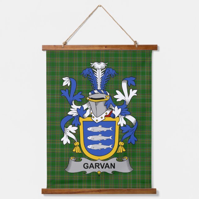 Irisches Garvan oder O_Garvan Wappen Familienwappe Wandteppich Mit Holzrahmen (Vorderseite)