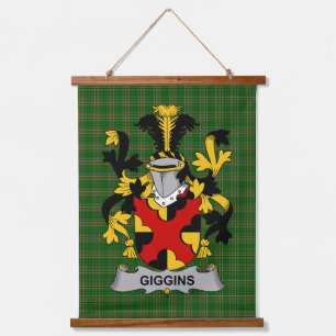 Irisches Giggins Wappen Familienwappen Wandteppich Mit Holzrahmen