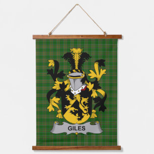 Irisches Giles oder Gyles Wappen Familienwappen Wandteppich Mit Holzrahmen