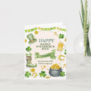 Irisches Glück, Kleeblätter & Goldtopf St. Patrick Feiertagskarte