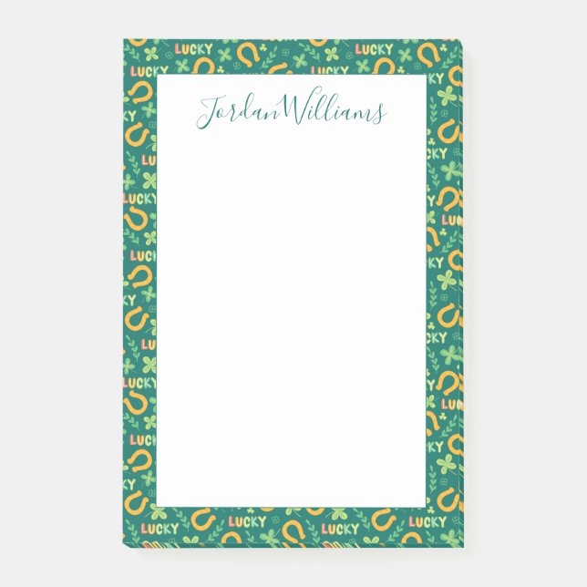 Irisches GLÜCKLICHES grünes Muster Post-it Klebezettel (Vorderseite)