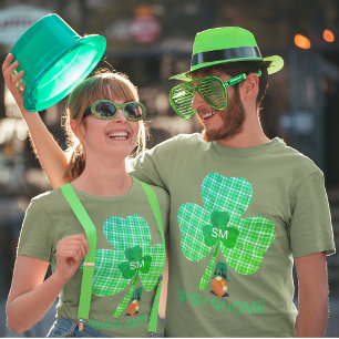 Irisches Gnom Monogramm Shamrock St Patricks Unise T-Shirt