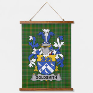 Irisches Goldschmied-Wappen Familienwappen Wandteppich Mit Holzrahmen