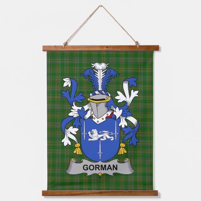 Irisches Gorman oder McGorman Wappen Familienwappe Wandteppich Mit Holzrahmen (Vorderseite)