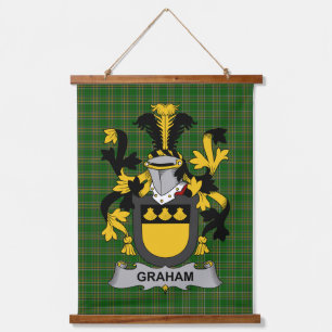Irisches Graham oder Grahan Wappen Familienwappen Wandteppich Mit Holzrahmen