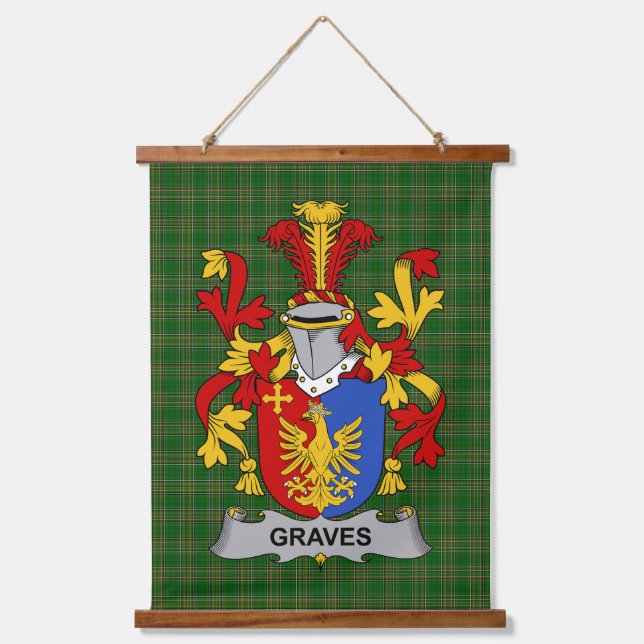 Irisches Graves oder Greaves Wappen Familienwappen Wandteppich Mit Holzrahmen (Vorderseite)