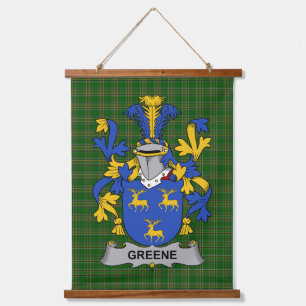 Irisches Greene-Wappen Familienwappen Wandteppich Mit Holzrahmen
