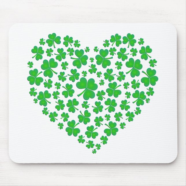 Irisches grünes Kleeblatt-Herz Mousepad (Vorne)
